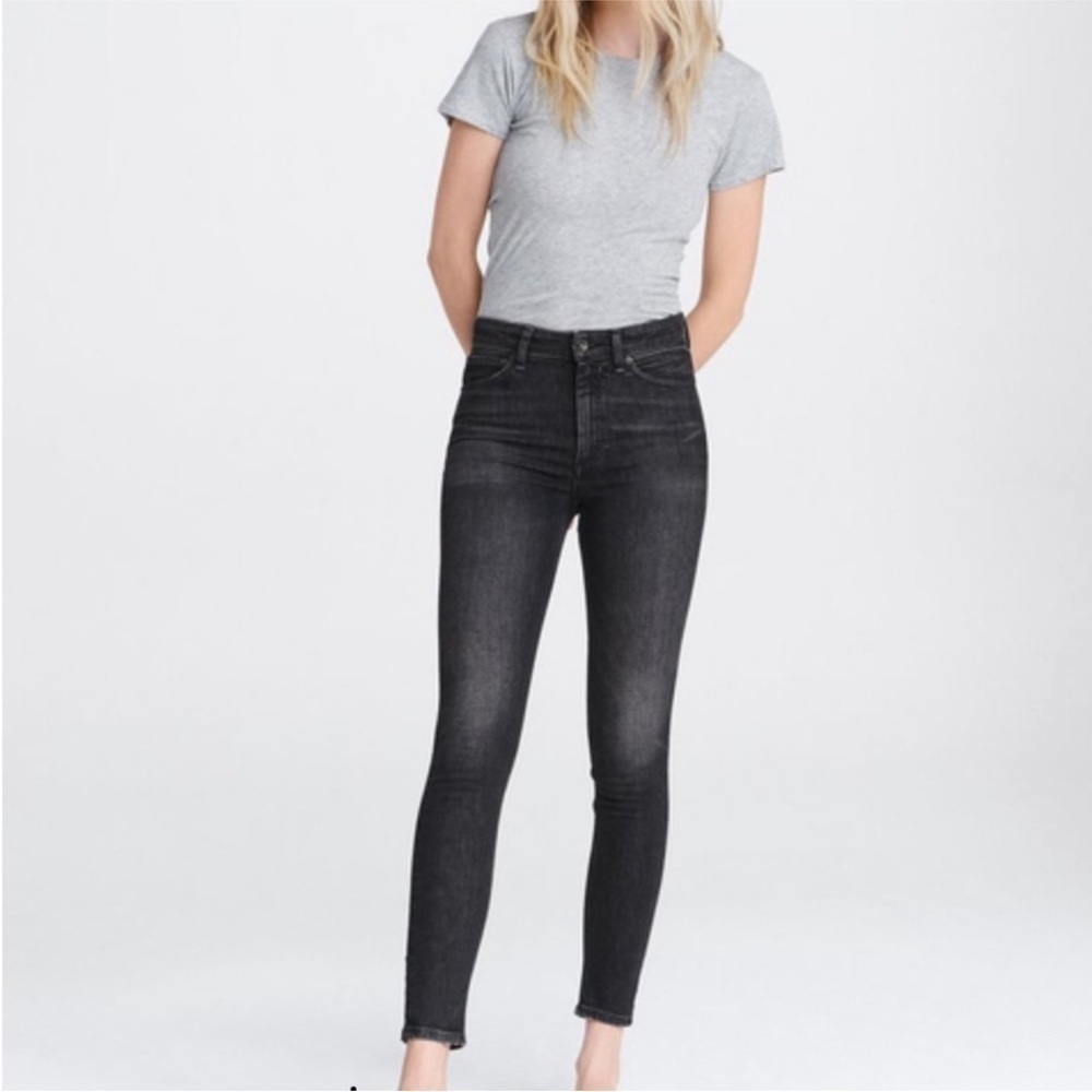 Rag & Bone 🆕 High Rise 10” Skinny Washed Black Denim Jean NWT Sz 26